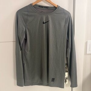 Nike Long-Sleeve Dri-FIT Training Shirt - Gray with Black Swoosh